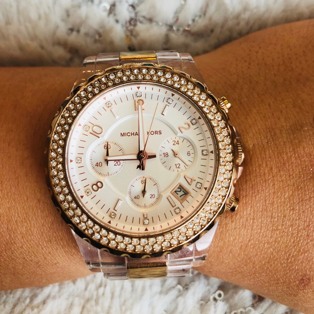 Michael Kors watch rose gold clear